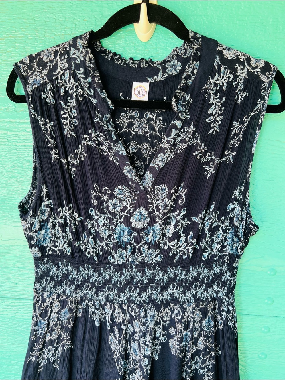 Boho Crinkle Goth Maxi Dress Size Large Handkerchief Hem Flowy Festival Style - Picture 3 of 8